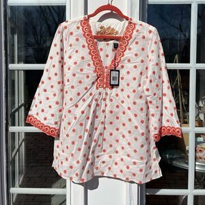 Robert Graham Floral Embroidered Tunic Top NWT